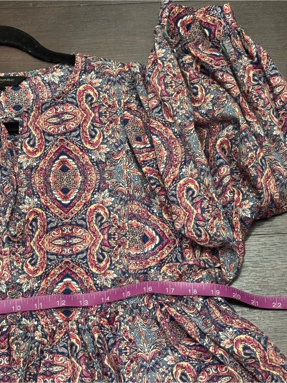 Banana Republic Paisley Babydoll Peasant Blouse Puff Sleeve Cotton